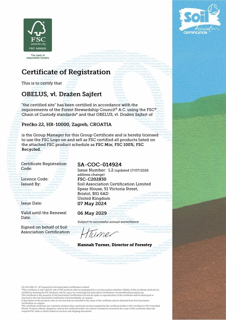 Obelus - FSC certifikat znak odgovornog šumarstva